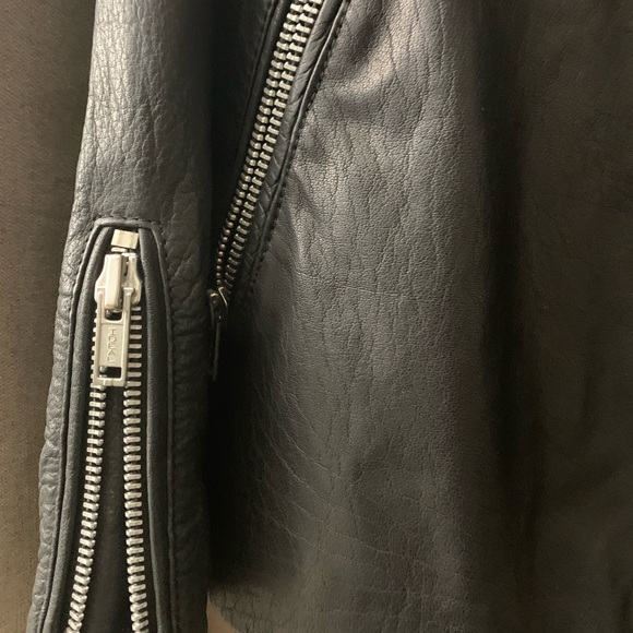 TopShop womens real leather black biker jacket - Picture 8 of 12